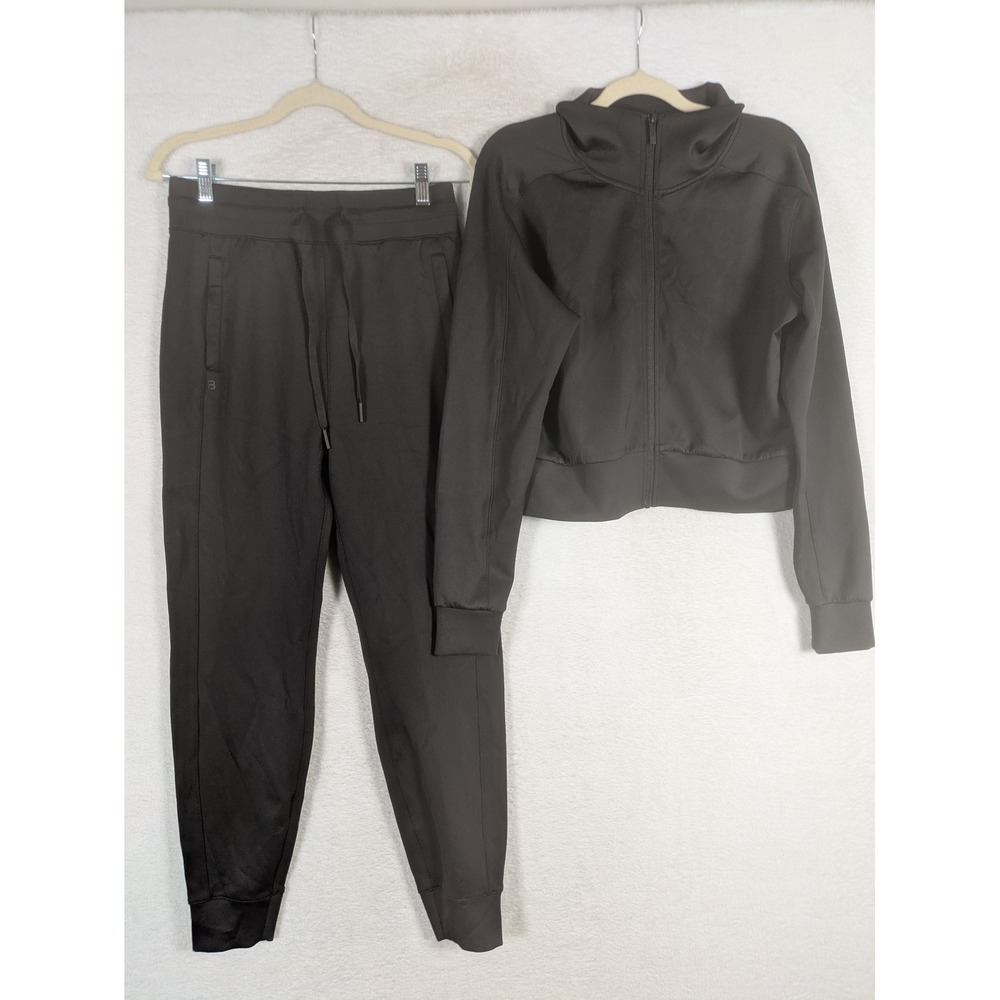 BYLT Tracksuit Set Women's S/M Black Zip Jacket Joggers Nylon Spandex Athletic